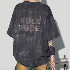 Oversized ‘Role Model’ Whimsigoth Short-Sleeve Graphic T-Shirt Women Size Large